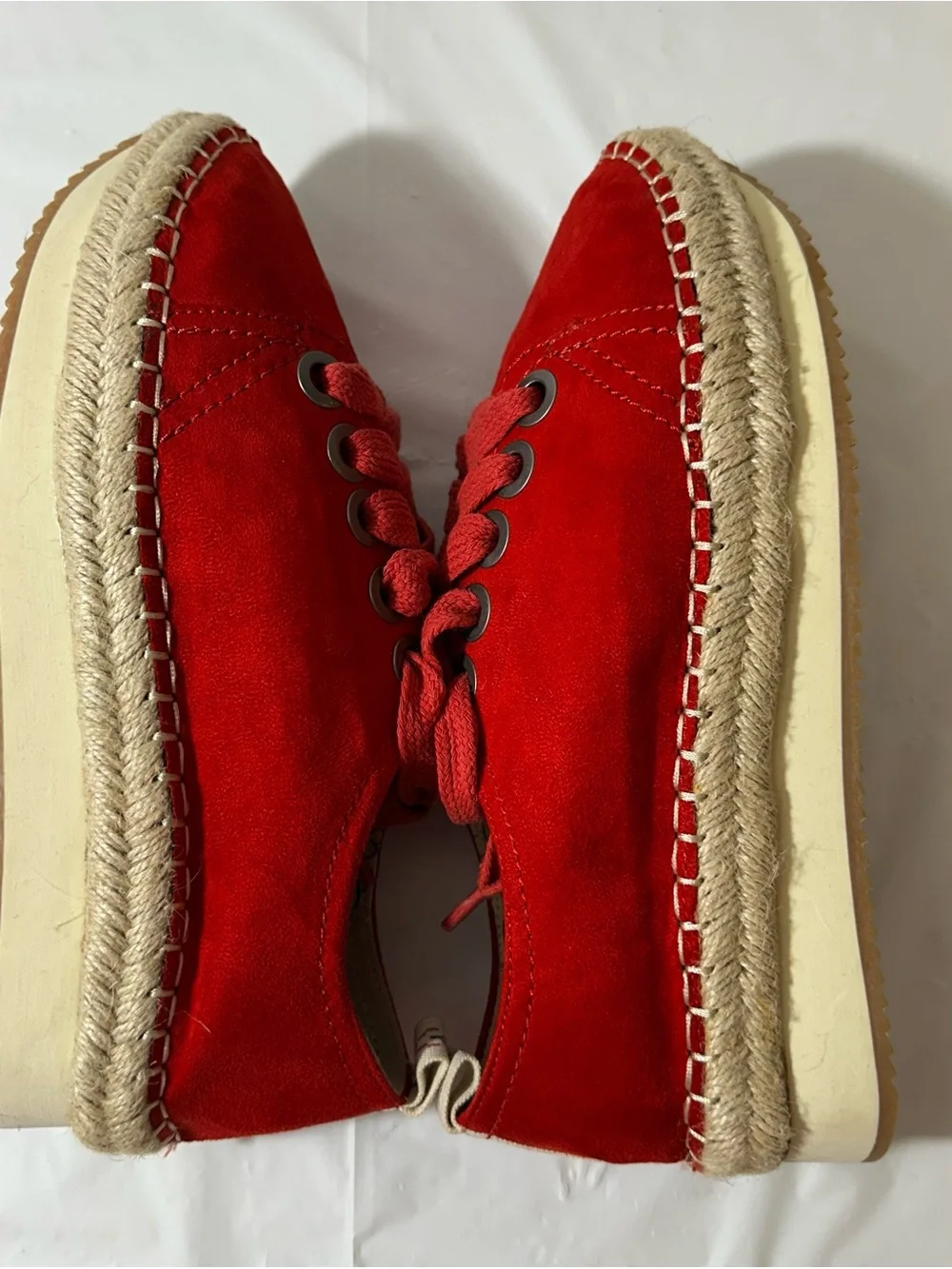 Sugar‎ Red Suede Espadrille Lace-Up Sneakers Size 7.5
